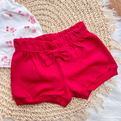 Conj. Regata Pretty Little One e Tapa Fraldas - Vermelho e Off White